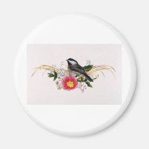 Chickadee Floral Magnet