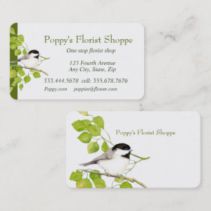 Chickadee Florist Shoppe Flowers Business Card