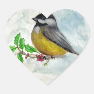 chickadee heart sticker