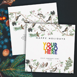 Chickadee Holiday Business Logo Christmas Card