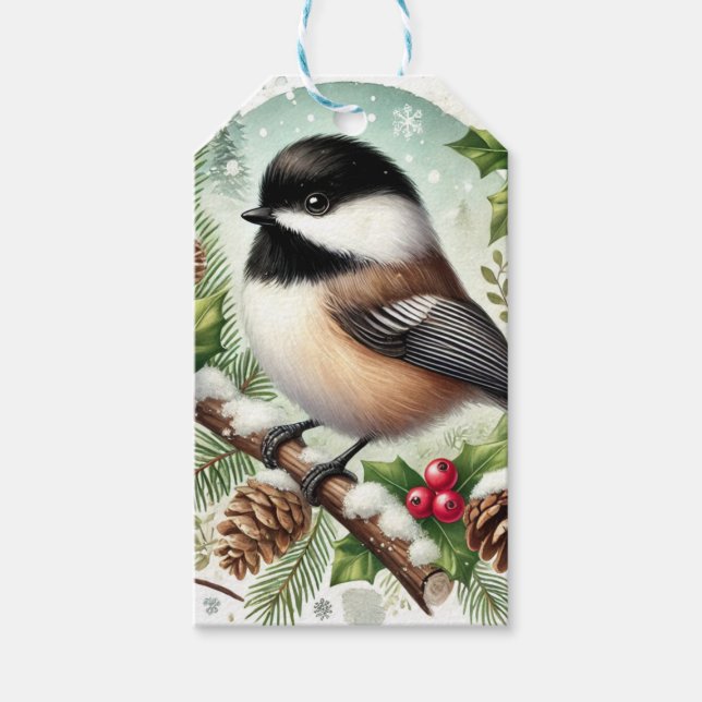 Chickadee Holiday Gift Tags (Front)