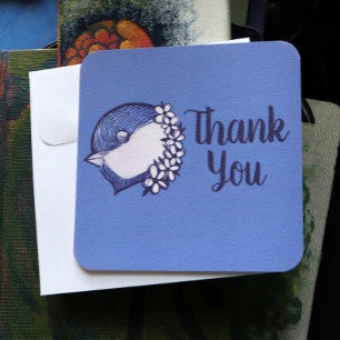 Chickadee in blue birding design bird