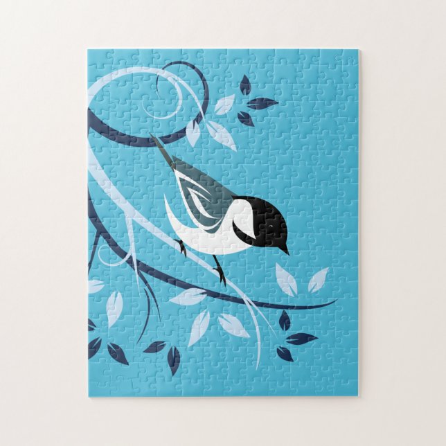 Chickadee In Tree Branch Jigsaw Puzzle (Vertical)