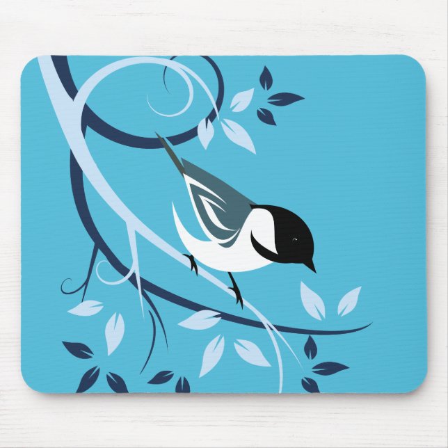 Chickadee In Tree Branch Mouse Pad (Front)