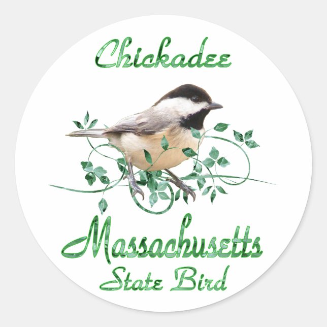 Chickadee Massachusetts State Bird Classic Round Sticker (Front)