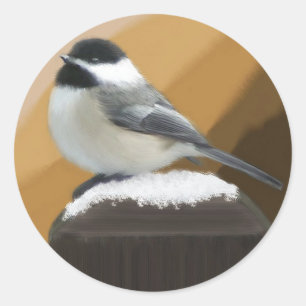 Chickadee On A Post Sticker