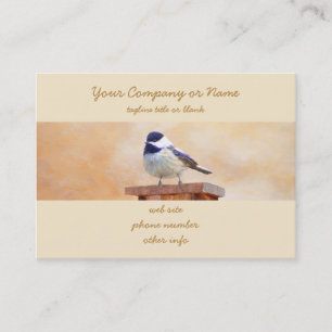 Chickadee on Birdhouse Painting - Original Bird Ar Business Card