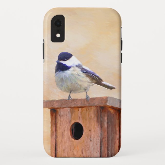 Chickadee on Birdhouse Painting Original Bird Art Case-Mate iPhone Case (Back)