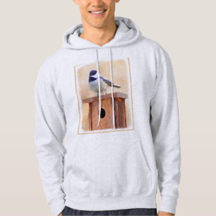 Chickadee on Birdhouse Painting Original Bird Art Hoodie