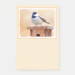 Chickadee on Birdhouse Painting Original Bird Art Post-it Notes