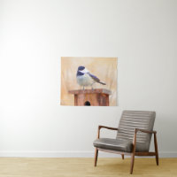 Chickadee on Birdhouse Painting Original Bird Art