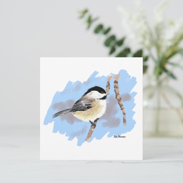 Chickadee on Branch Card (Standing Front)