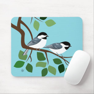 Chickadee On Branch Mousepads
