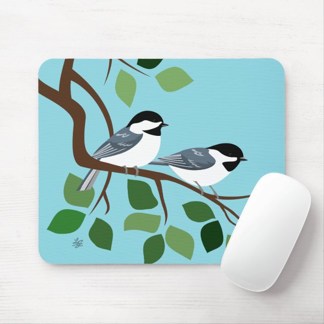 Chickadee On Branch Mousepads (With Mouse)