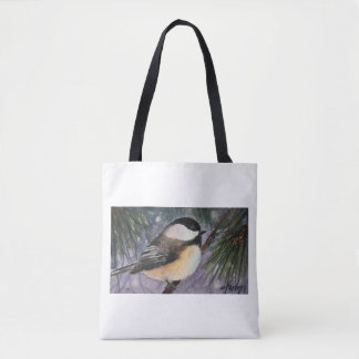 Chickadee on Branch Tote Bag
