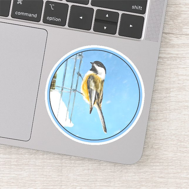Chickadee on Feeder - Original Wild Bird Art (Detail)