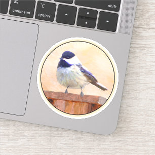 Chickadee on Feeder Painting - Original Bird Art