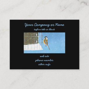 Chickadee on Feeder Painting - Original Bird Art Business Card