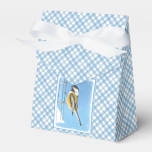 Chickadee on Feeder Painting - Original Bird Art Favour Box