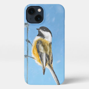 Chickadee on Feeder Painting - Original Bird Art iPhone 13 Case