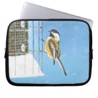 Chickadee on Feeder Painting - Original Bird Art