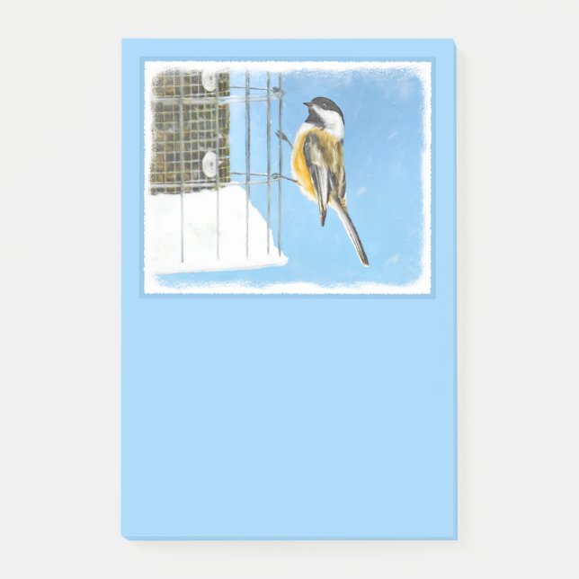 Chickadee on Feeder Painting - Original Bird Art Post-it Notes (Front)