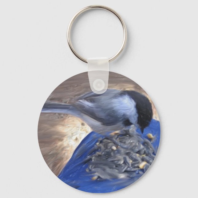 "Chickadee on my Knee" Key Ring (Front)