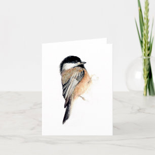 Chickadee Painting Watercolor  Card