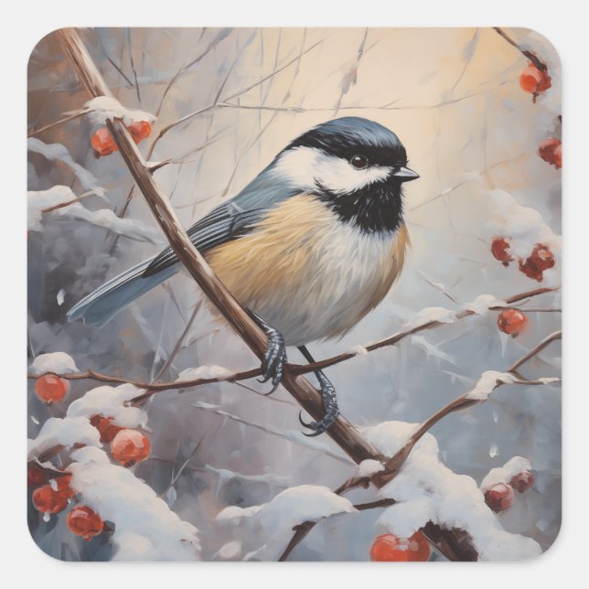 Chickadee Square Sticker (Front)