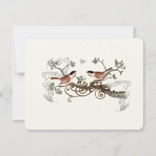 Chickadee Vintage Love Birds Wedding RSVP Card