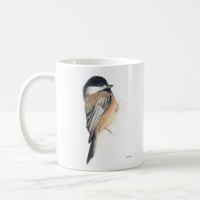 Chickadee Watercolor Art Coffee Mug (Left)