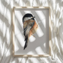 Chickadee Watercolor Art Print