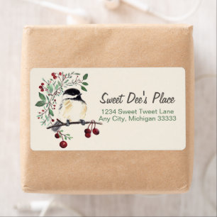 Chickadee Watercolor Art Return Address Label