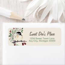 Chickadee Watercolor Art Return Address Label