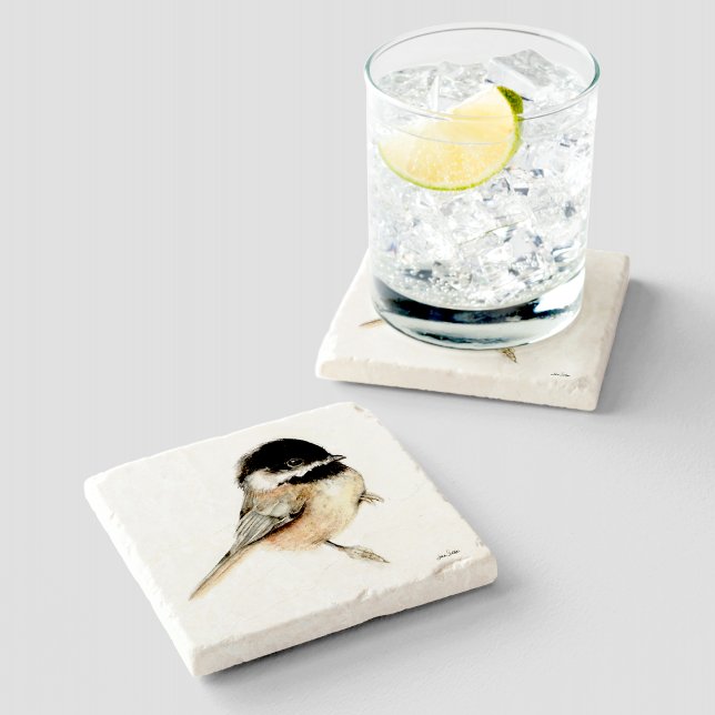 Chickadee Watercolor Art Stone Coaster (Chickadee Watercolor Art Stone Coaster from Jenn's Emporium. )