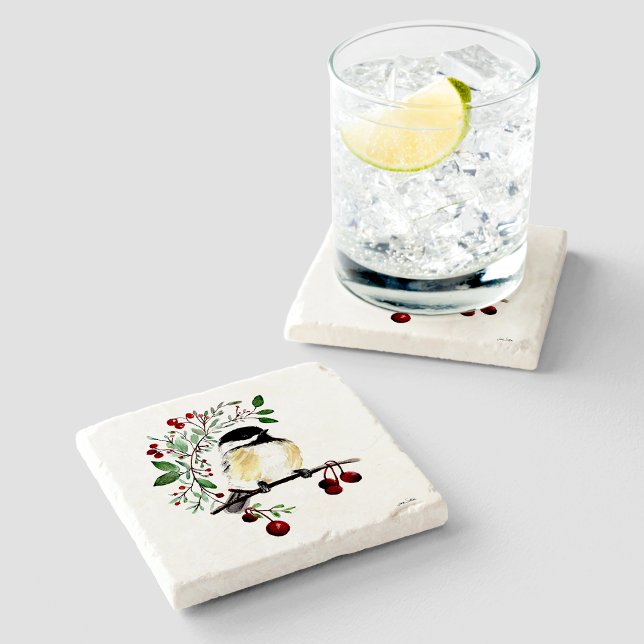 Chickadee Watercolor Art Stone Coaster (Chickadee Watercolor Art Stone Coaster from Jenn's Emporium. )