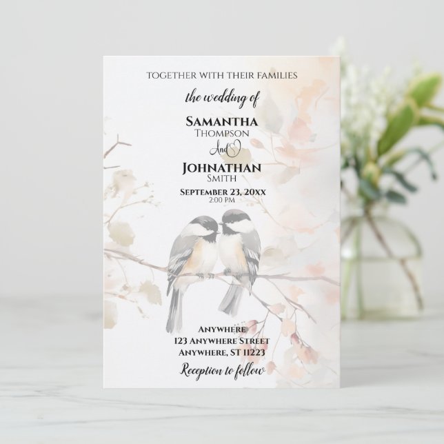 Chickadee Wedding  Invitation (Standing Front)