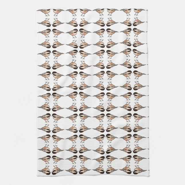 Chickadee White Geometric Kitchen Towel (Vertical)