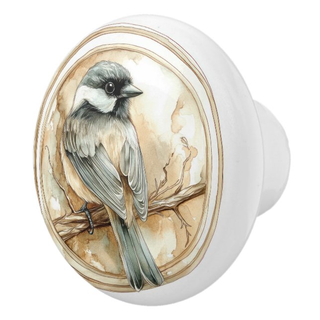 Chickadee Wild Tame and Timeless Collection Ceramic Knob (Right)