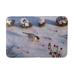 Chickadee Winter Bathmat