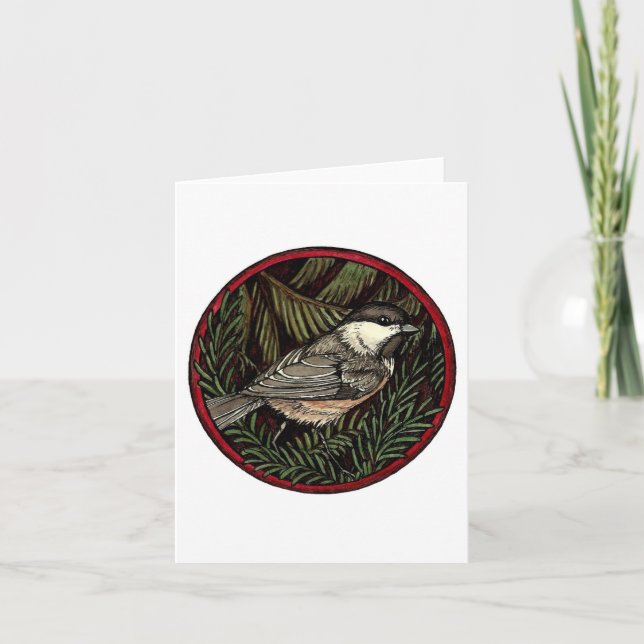 Chickadee Winter Bird Greeting Card (Front)