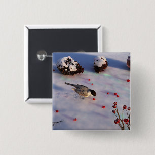 Chickadee Winter Button