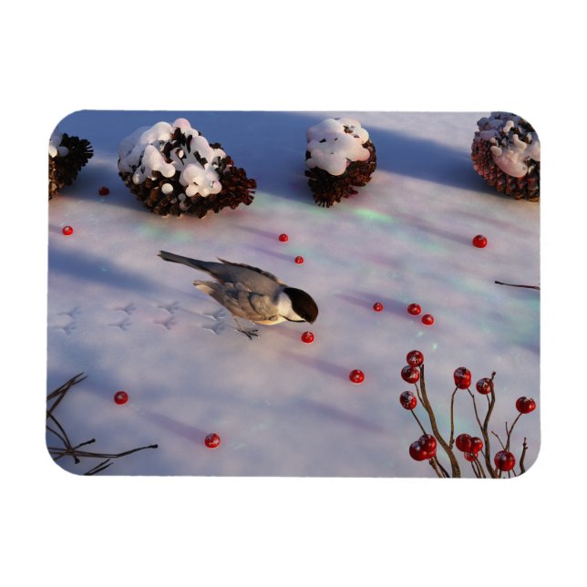 Chickadee Winter Flexible Magnet (Horizontal)