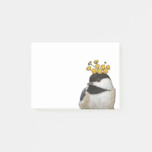 chickadee with tansy post-it notes