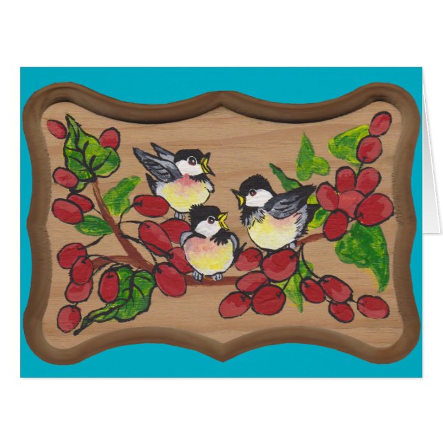 chickadees and berries (Front Horizontal)