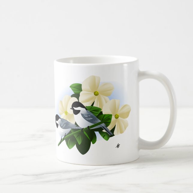 Chickadees and Dogwood Flower Coffee Mug (Right)