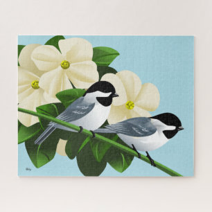 Chickadees and Dogwood Flower Jigsaw Puzzle