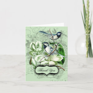 Chickadees and  Magnolias Thank You Note Cards