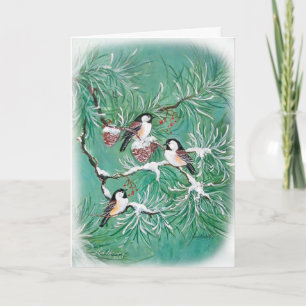 Chickadees and Pine Card