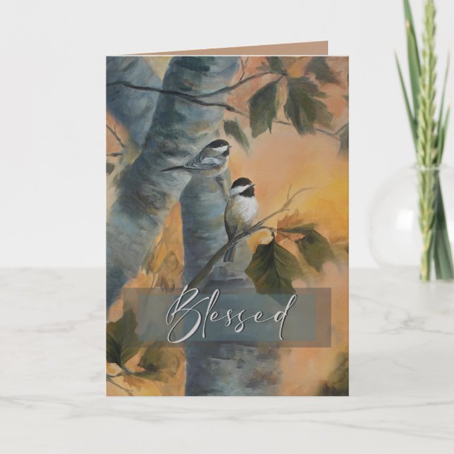 Chickadees Blessed version  Thank You Card (Front)